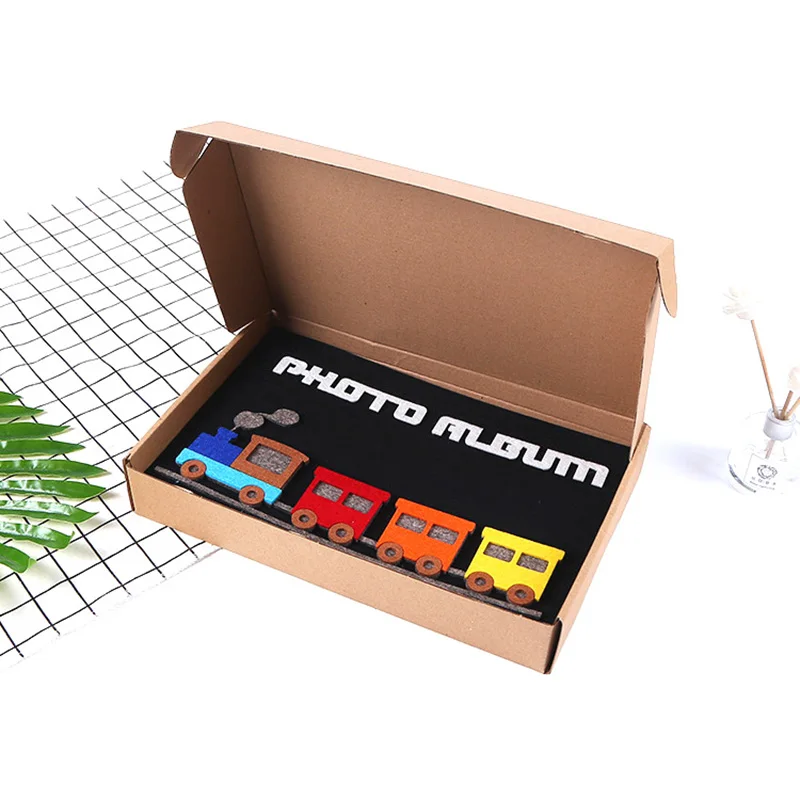12 дюймов 40 страниц большой фотоальбом самоклеющиеся Дети Рост запись милый поезд