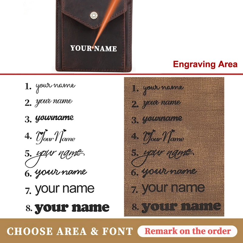 Free Engraving Name Slim Money Clip Money Case Genuine Leather Card Wallet Men Women Bifold Wallets with Coin Pocket Gift