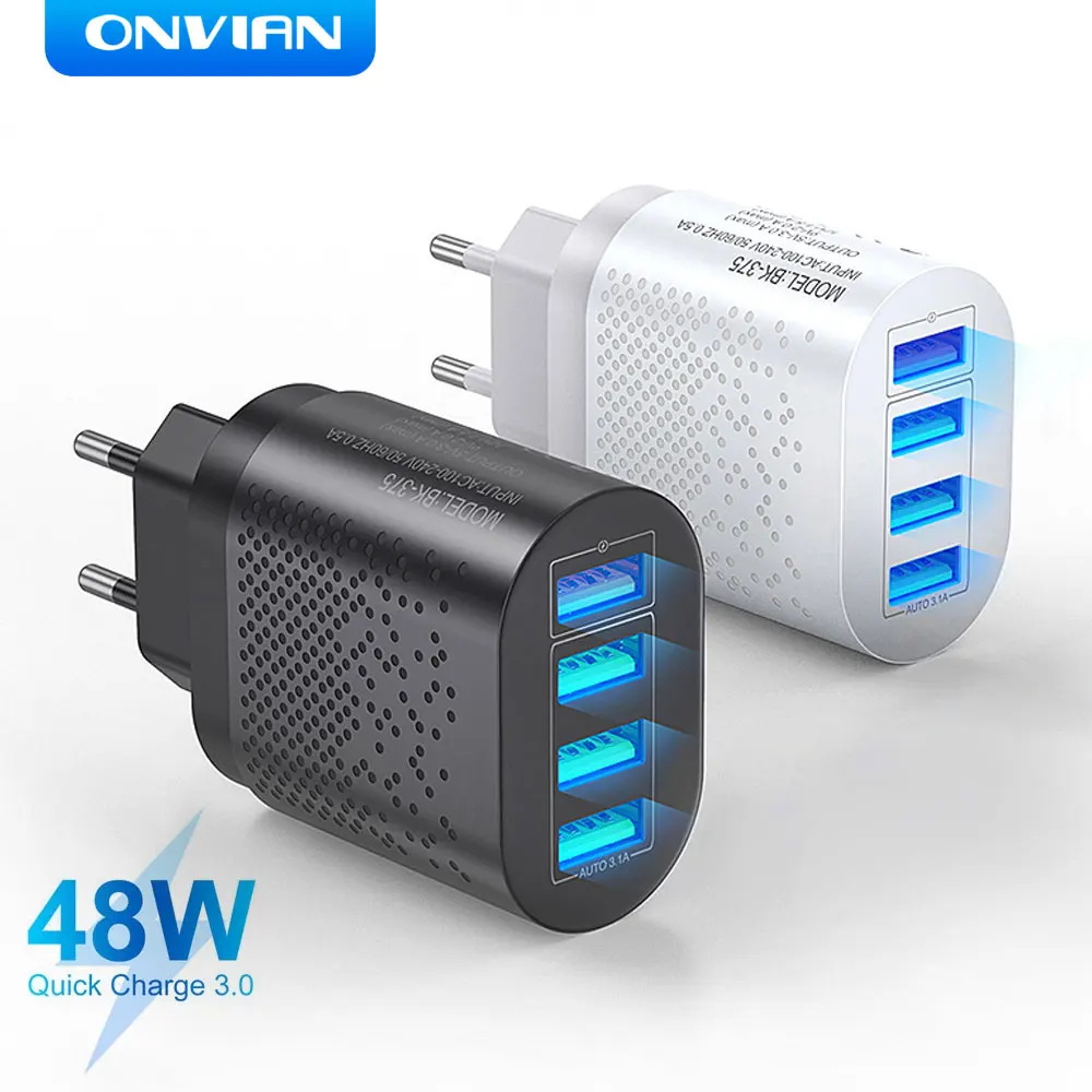 Зарядное устройство onlan с 4 USB-портами и поддержкой быстрой зарядки, 48 Вт - изображение