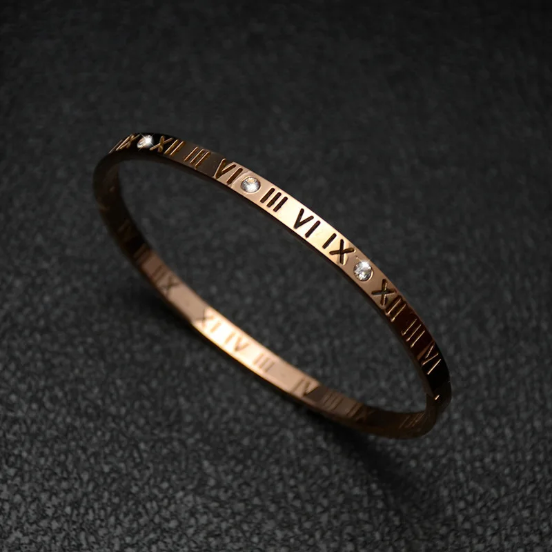 

Hot Selling Top Quality Mix Colors 316L Stainless Steel Letter& Roman Number Thin Bangle Women Jewelry Gift