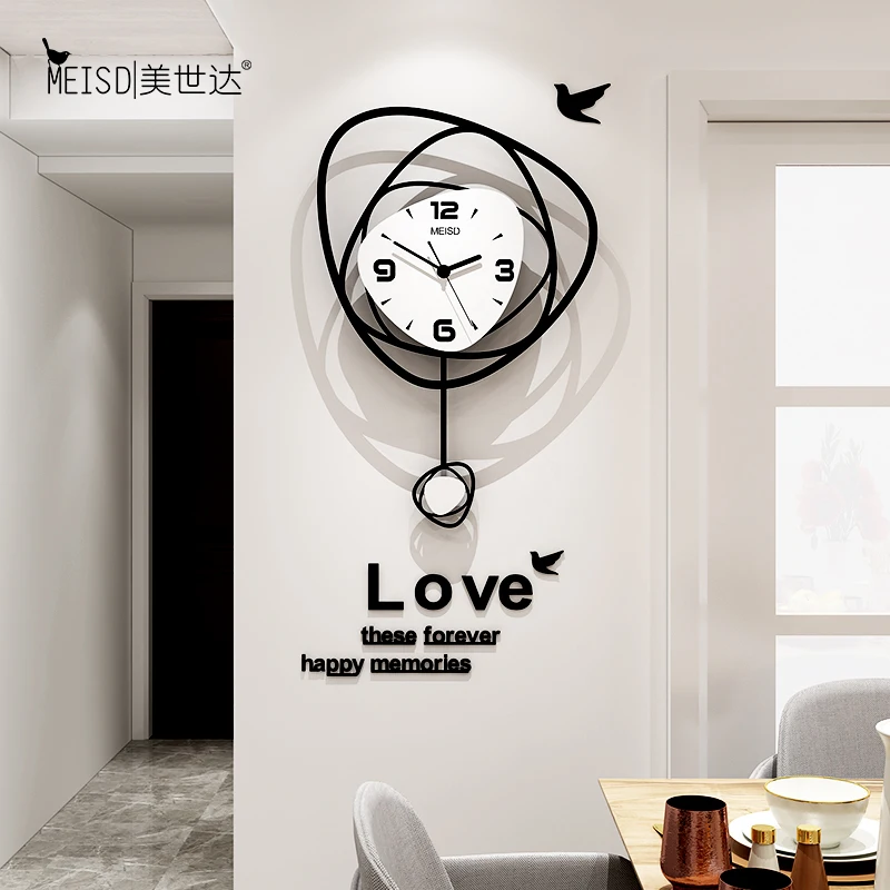 

Large Non-Ticking Acrylic Swingable Decorative Pendulum Wall Clock Modern Design Living Room Home Decoration Wall Watch Stickers