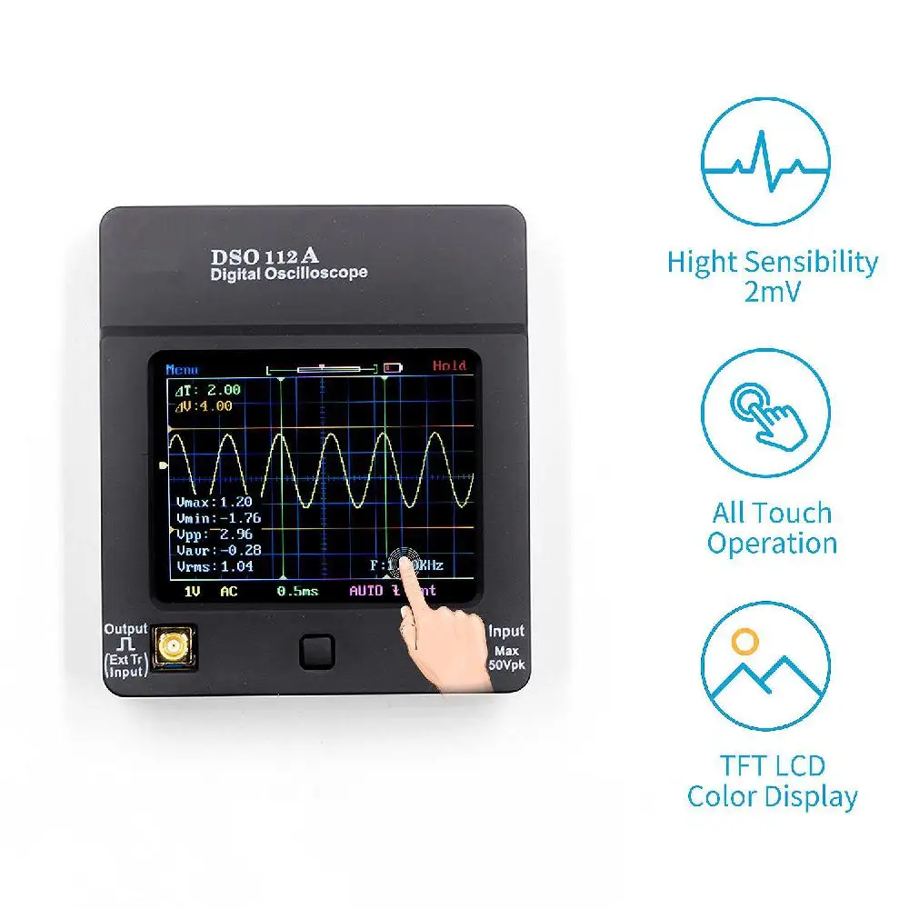 DSO112A TFT Мини цифровой осциллограф сенсорный экран портативный USB интерфейс 2 МГц