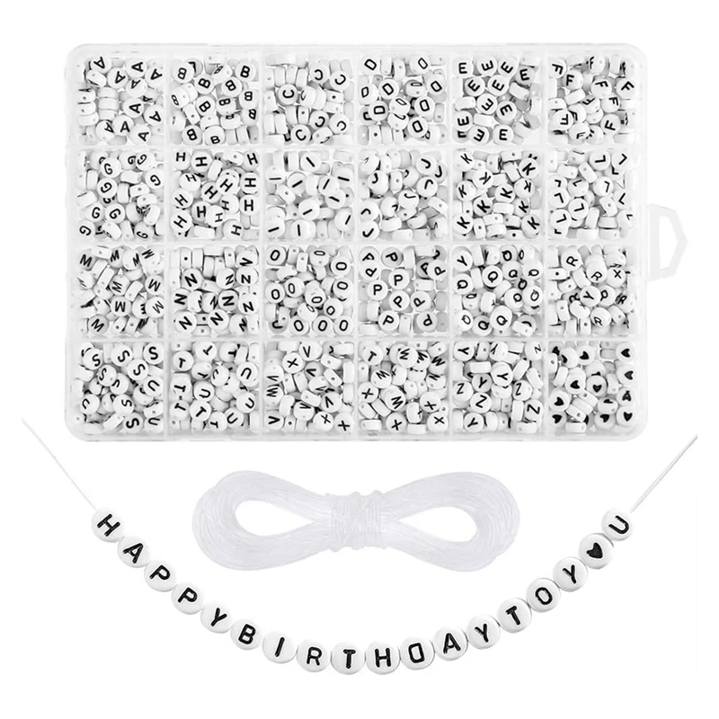 

1200Pcs A-Z Acrylic Letter Beads 26 English Letters DIY Bracelet Necklace Material 4X7 Letter Beads