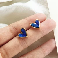 2021 fashion blue pink heart stud earrings women korean jewelry earring accessories