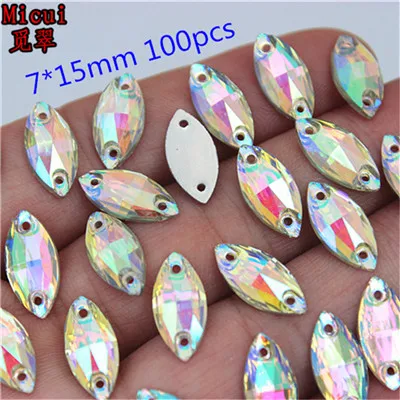 Horse eye 7x15mm 50-100 шт AB прозрачные каплевидные/конский глаз Пришивные полимерные Стразы AB хрустальные камни с плоским основанием для шитья одежды сумки украшения MC66 - Цвет: Horse eye 7x15mm