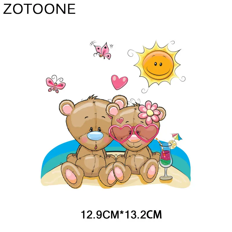 

ZOTOONE Cartoon Animal Bear Rabbit Monkey Iron on Patch Transfers for Clothing T-shirt Applications Heat Transfers Appliques E
