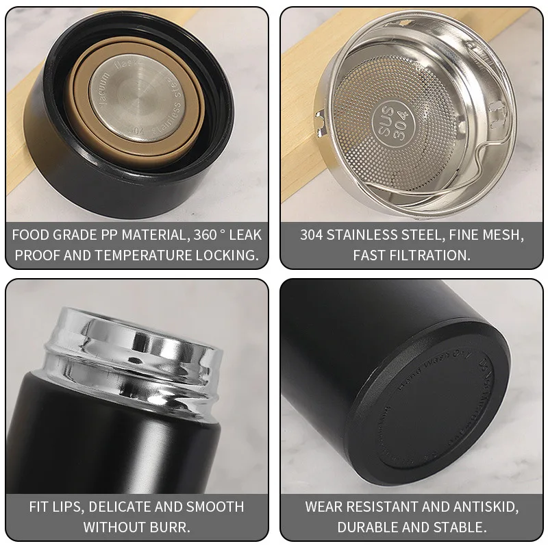 

500ML Thermo Bottle Insulated Thermal Cup Stainless Steel Thermos Tea Cover Vacuum Flask Large Capacity Water Cup For Travel