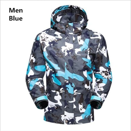 Men Blue Уличная Мужская походная куртка для прогулок, охотничья куртка с капюшоном, камуфляжная верхняя одежда, Весенняя Спортивная дождевик, альпинистская Треккинговая ветровка - Цвет: Men Blue