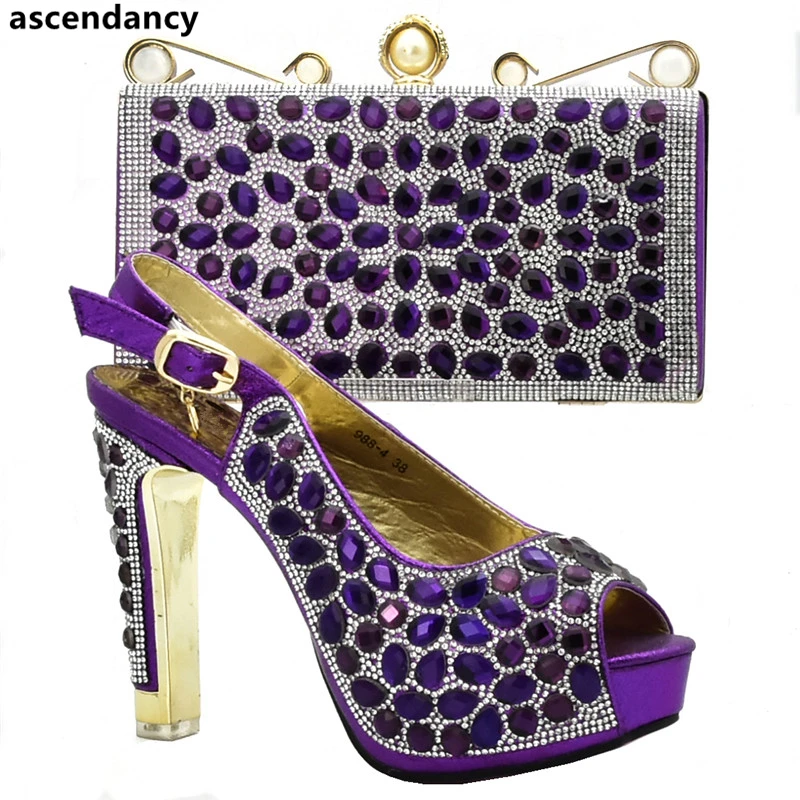 Новейший дизайн Свадебный комплект из обуви и сумки в нигерийском стиле