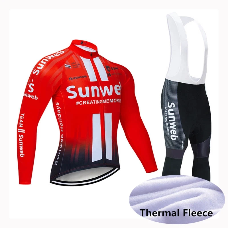 

2020 New Cycling Jersey Set Winter Mens Thermal Fleece Bike Shirt Bib Pants Kit Riding Sportwear S121512