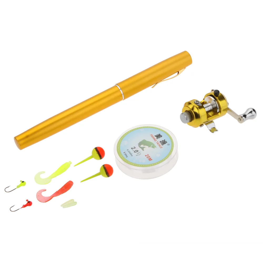 Мини карманная Удочка из алюминиевого сплава 1 м в форме ручки Рыболовная катушка