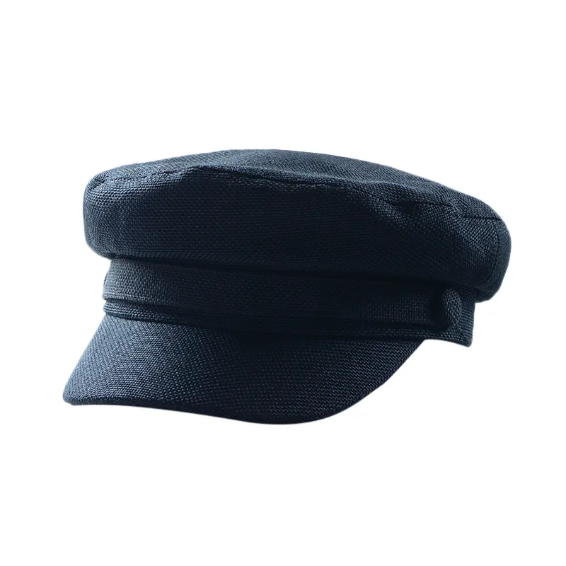 Повседневная хлопковая и льняная темно-синяя шляпа Женский весенне-летний
