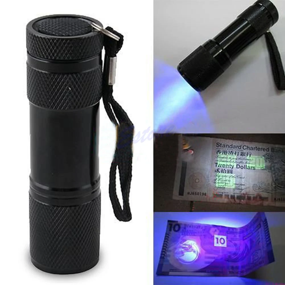 

Portable Mini UV Ultra Violet Blacklight 9 LED Flashlight Torch Light Lamp New