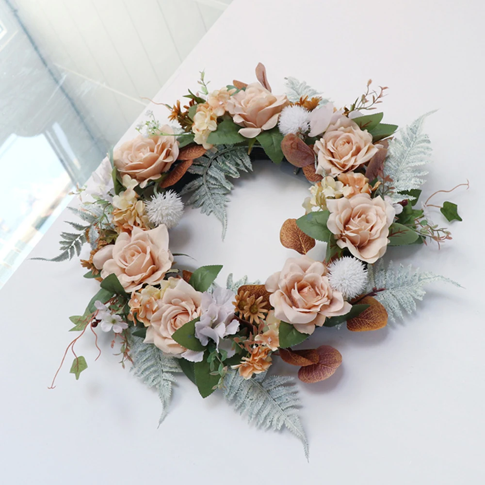 

Artificial Wreath Rose Garland Home Decorations For Front Door Decor European Style Diameter 50cm Plastic Wedding Flower