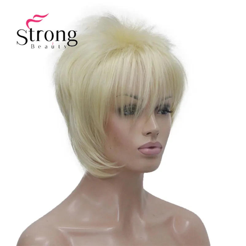 StrongBeauty светильник Auburn с высоким светильник s наклонные челки короткие прямые синтетические волосы парик для девушки - Цвет: #613