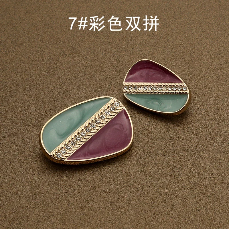 Овальные Стразы золотистые металлические пуговицы для рукоделия одежда женский