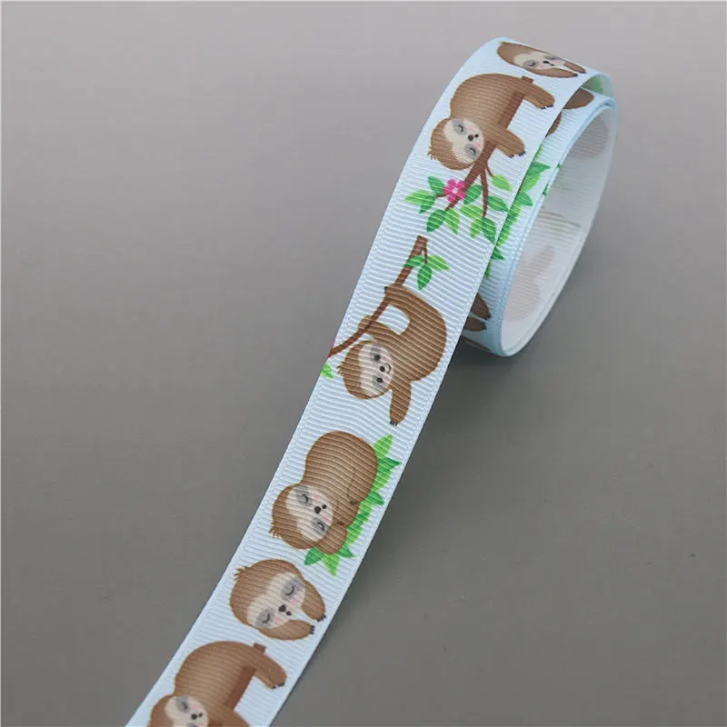 DHK 5 ярдов животные белка маска ленивого напечатан Grosgrain ленты ленточный