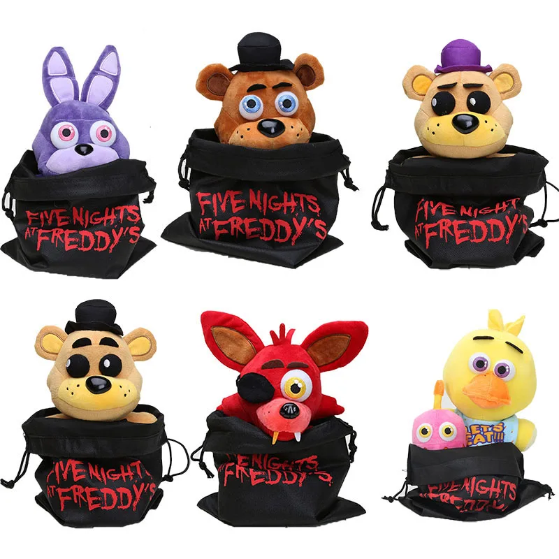 FNAF-peluches de Freddy Bear Foxy Chica, peluches con bolsa de cord&oacute;n, 25cm-0