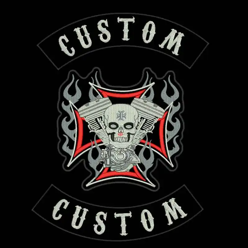 Байкерские нашивки с вышитым черепом и перекрестной подкладкой для мотоцикла |