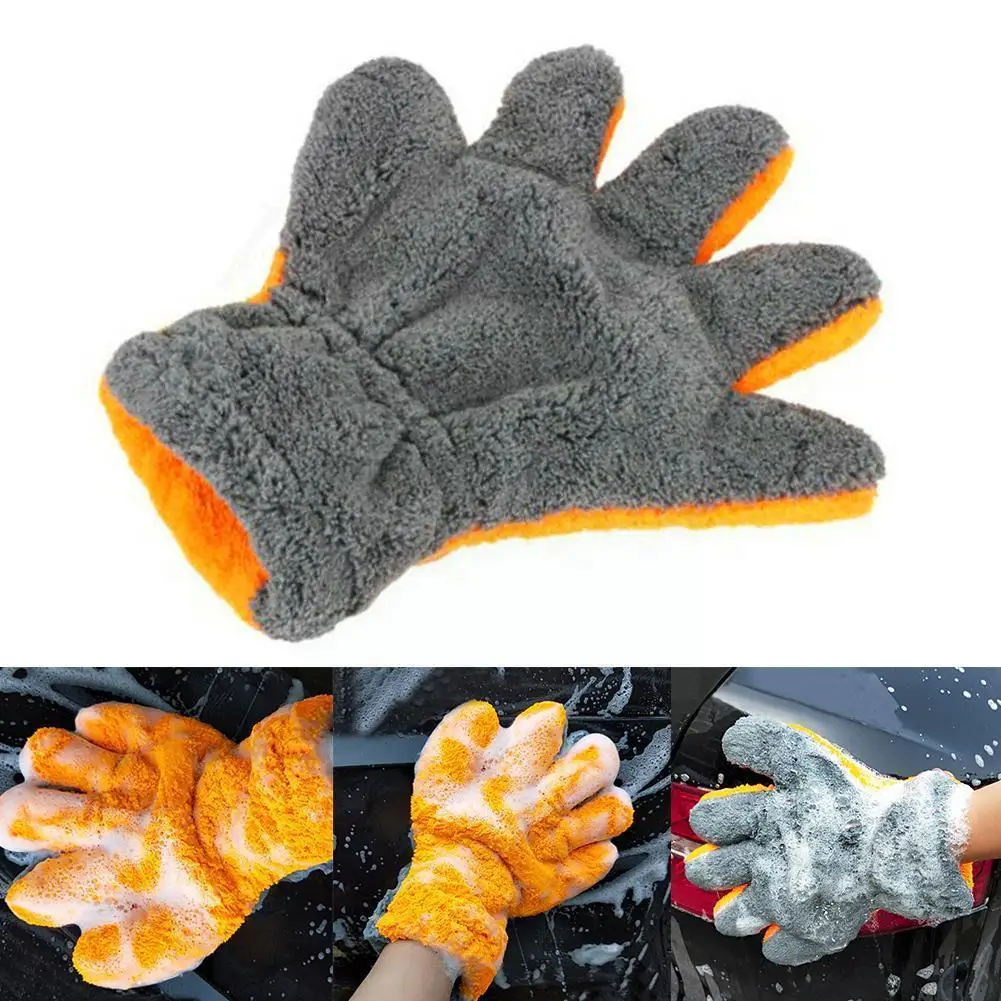 

Car Cleaning Gloves Double-sided Coral Fleece Five-finger Washing Towels Care Microfiber Window Beauty Tools Auto Wash Glov L5A4