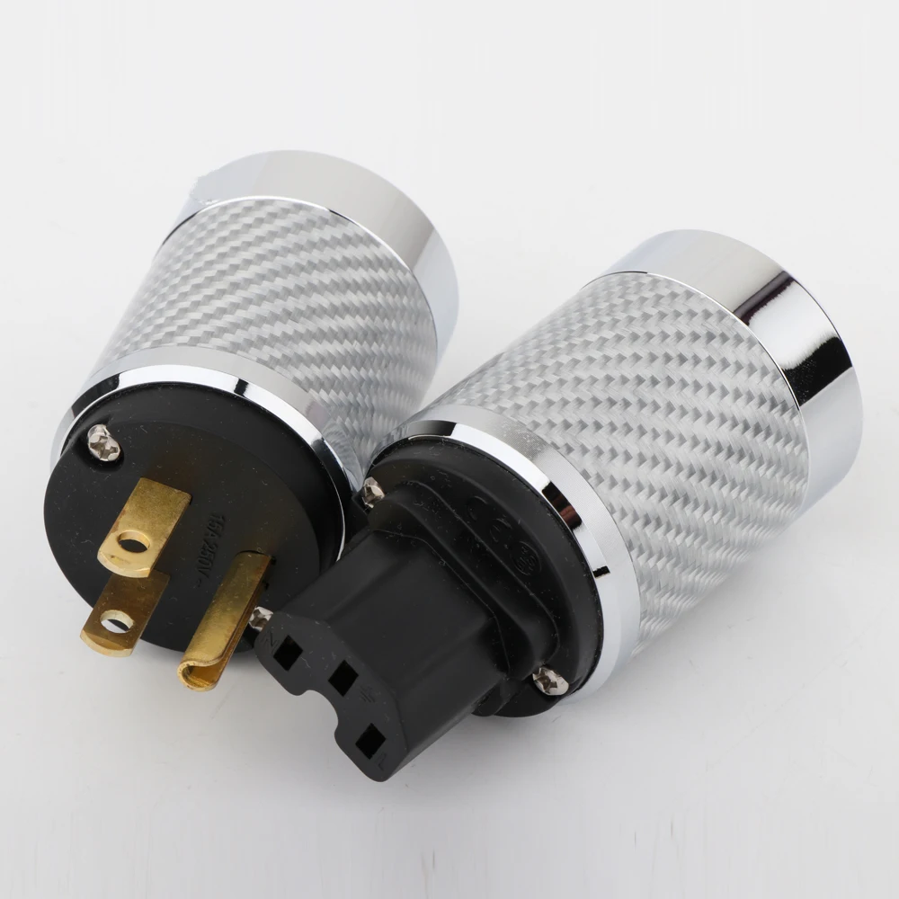 

WCF2-G Hi-End Carbon Fiber Gold Plated US Power Cable Plug IEC Connector Female Male HIFI DIY Mains Power Cable