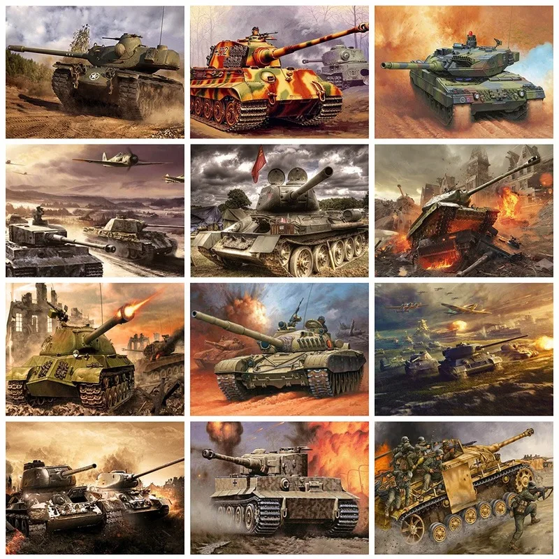 

Diamond Painting Kits Full Round With AB Drill Tank 5D DIY Scenery Mosaic Full Layout Home Room Decor Gift Diamond Art Painting