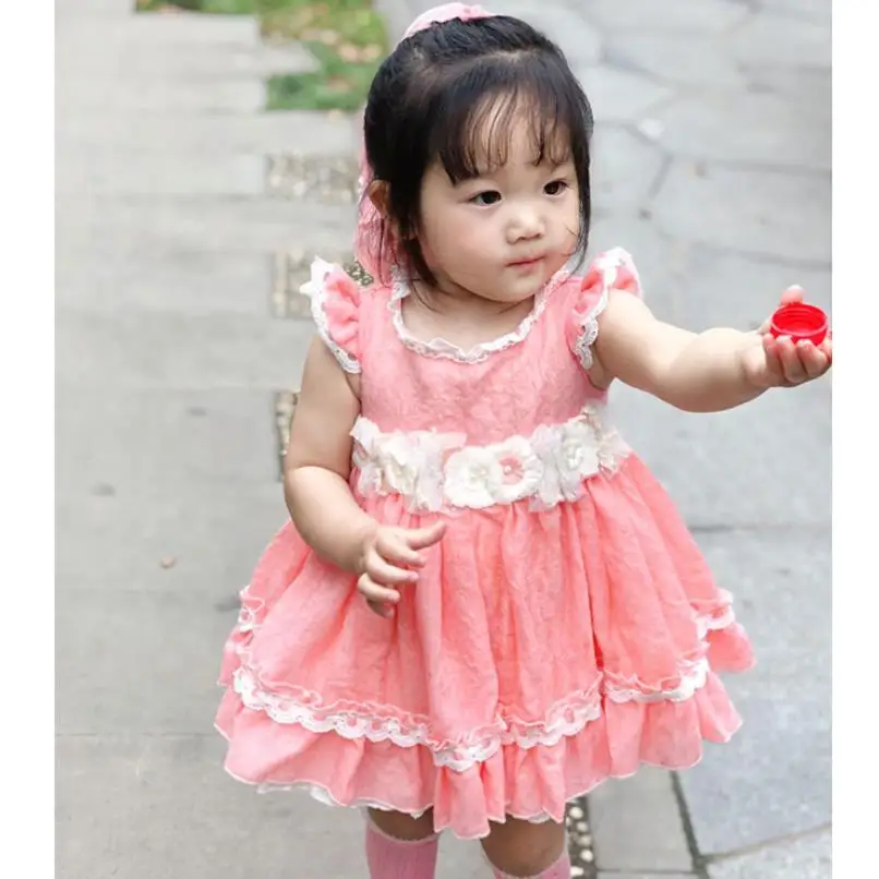 Летнее испанское детское платье принцессы бутиковое хлопковое для девочек милое