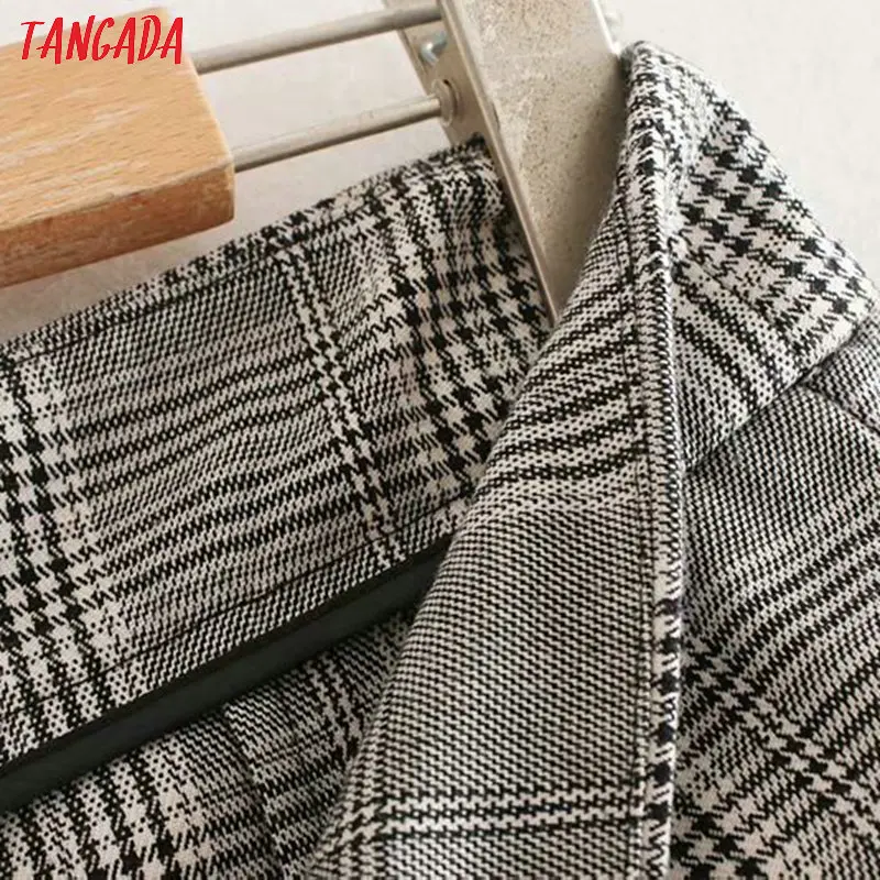 Tangada, Модный женский клетчатый костюм, брюки, брюки, карманы, пуговицы, карман,, Женские повседневные длинные штаны, pantalon 4M107