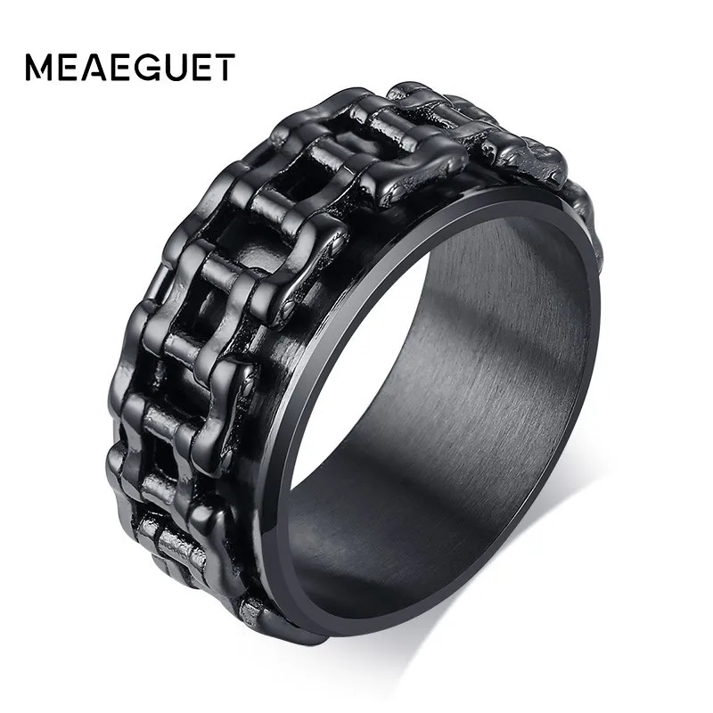 Мужское байкерское кольцо в стиле панк черное из нержавеющей стали хип рок