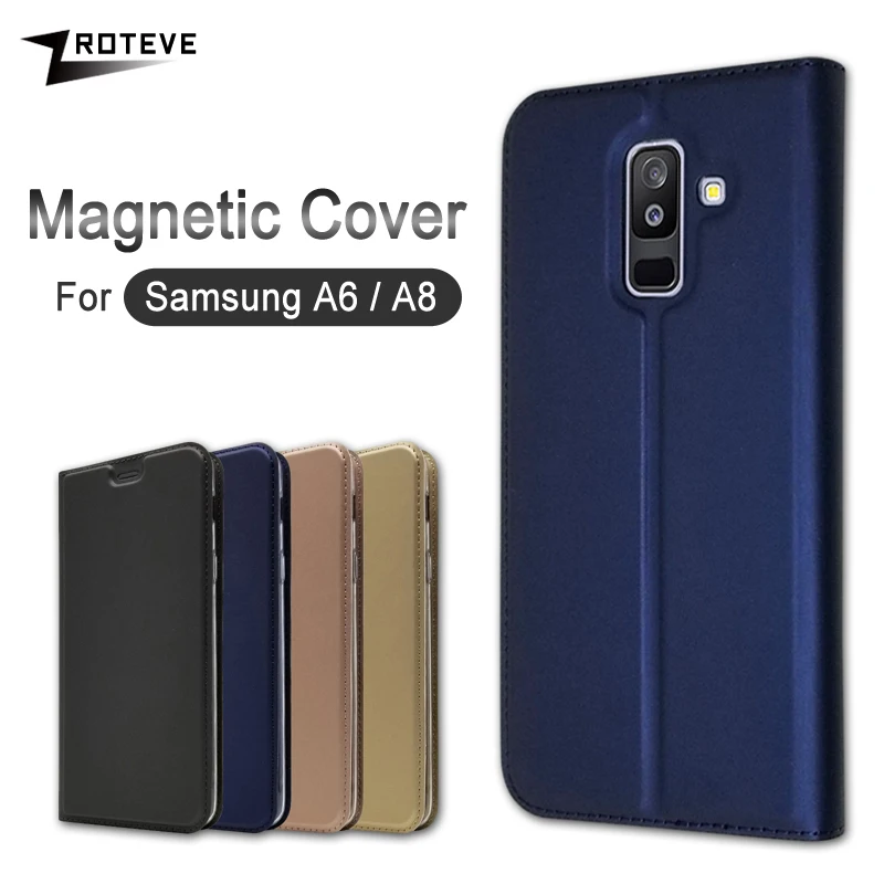 Для samsung A6 A8 флип-чехол из искусственной кожи Магнитный чехол карман для карт кошелек чехол s для samsung Galaxy A6 A8 Plus чехол для телефона