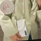 Прозрачный противоударный телефон для LG Stylo 7 6, бархатный телефон Q61, Q52, Q51, Q60, G9, жемчужный ремешок через плечо, силиконовый чехол для браслета