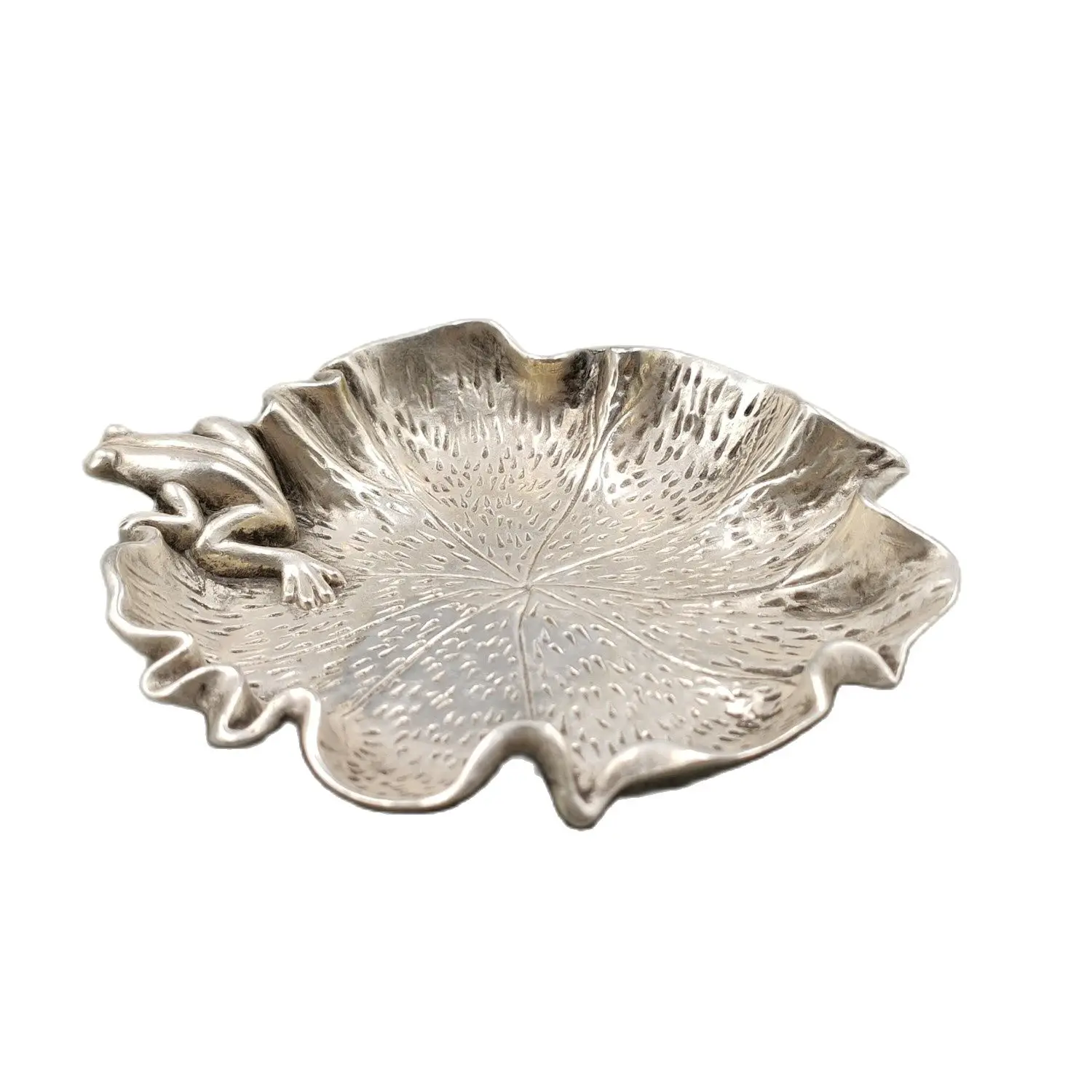 

Старинный тибетский серебряный цветок ручной работы лягушка тарелка маленькие украшения, украшения для стола/дома металлические ремесла