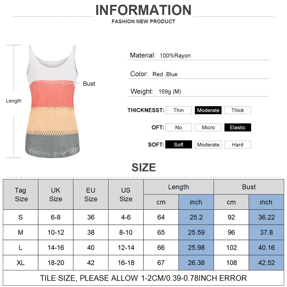 

Women Trendy Sexy Color Block Sleeveless Top Strap Tank Shirt Comfortable U-neck Casual Knitted Vest 2021 Summer Tank Tops D30