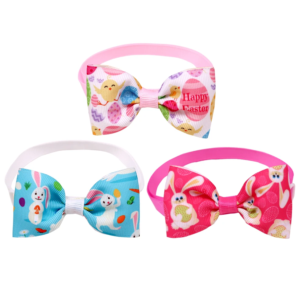 

100PCS Easter Dog Accessories Small Dog Bow Tie Rabbit Easter Eggs Pet Dog Cat Puppy Bowties Collar Cute Holiday Pet Supplies