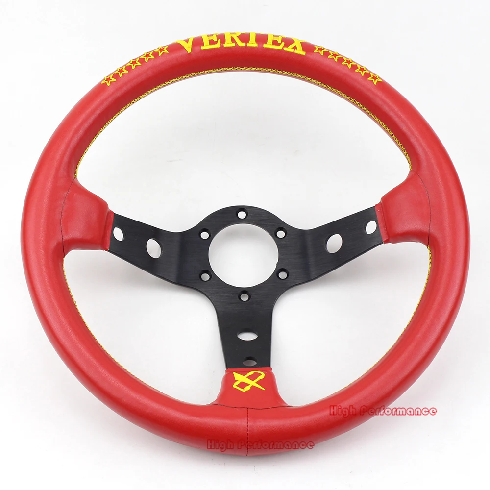 Гонки 330 мм Универсальный 13 дюймов красные кожаные Vertex рулевое колесо|Рулевые