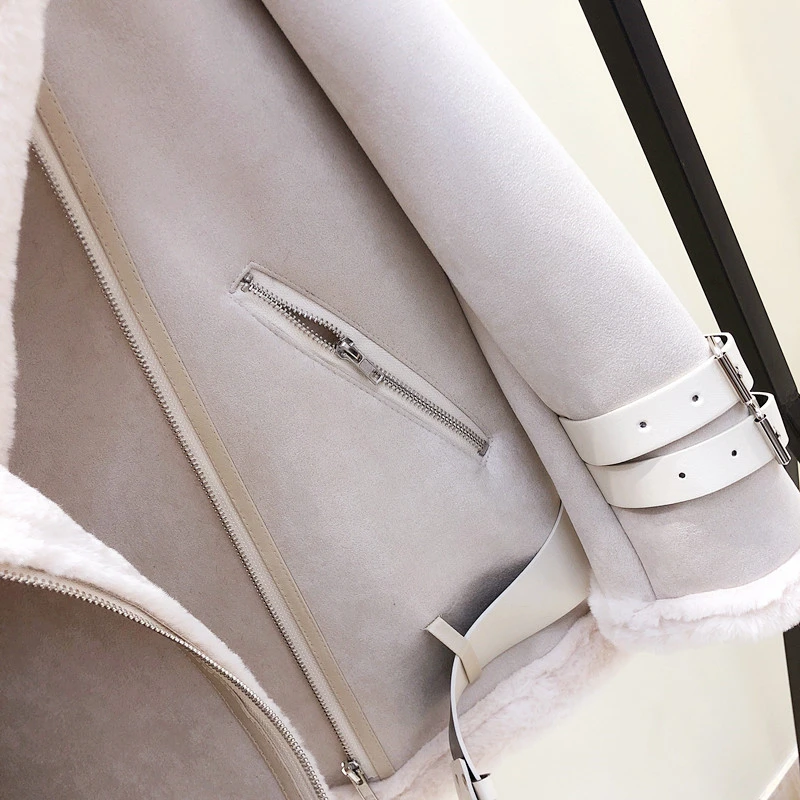 Модная зимняя женская замшевая куртка Корейская Толстая теплая искусственная