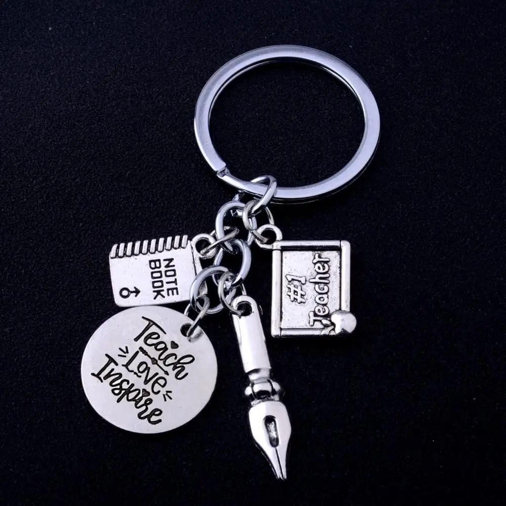 12 шт Выгравированные слова учат любовь вдохновляют брелоки Учительская ручка