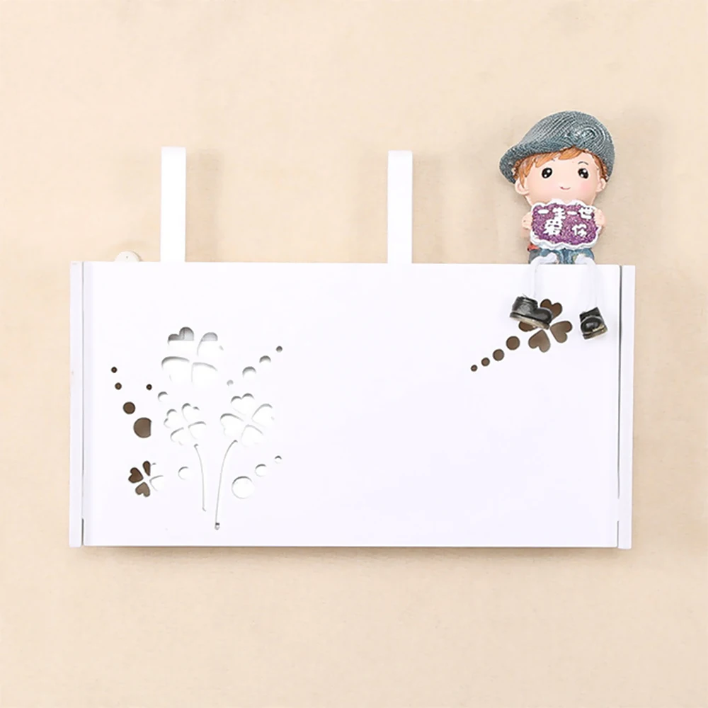 1PCs Wall Mounted Wireless Wifi Router Storage Box PVC Panel Shelf Hanging Plug Board Bracket Cable Organizer Home Decor | Дом и сад