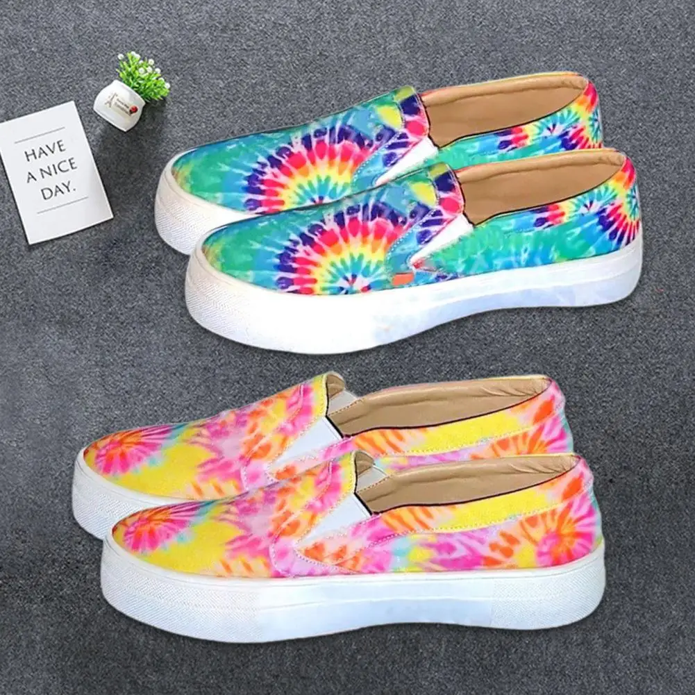 

Tie dye canvas shoes Women's Vulcanized shoes Slip-on Tie-Dye Colorblock Leisure Casual Women's Sneakers Roman canvas shoes 2020