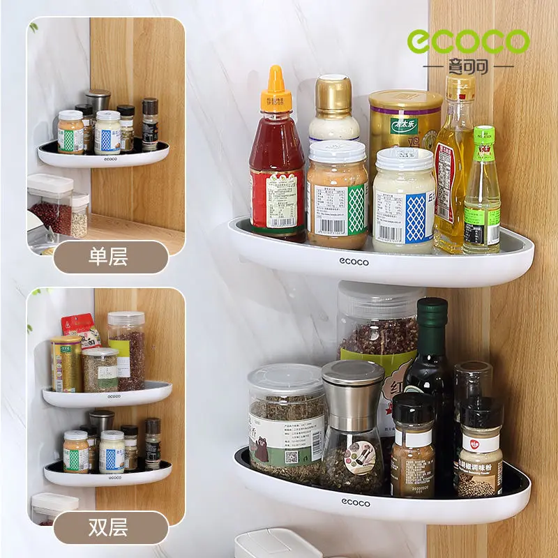 ecoco corner shelf storage shower shampoo holder basket rack wall mounted shelf punch free bathroom kithchen accessories free global shipping