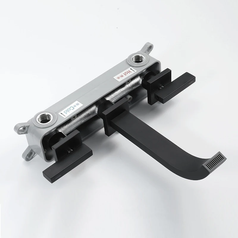 Черный латунный кран встроенный в для ванной комнаты хромированный Смеситель