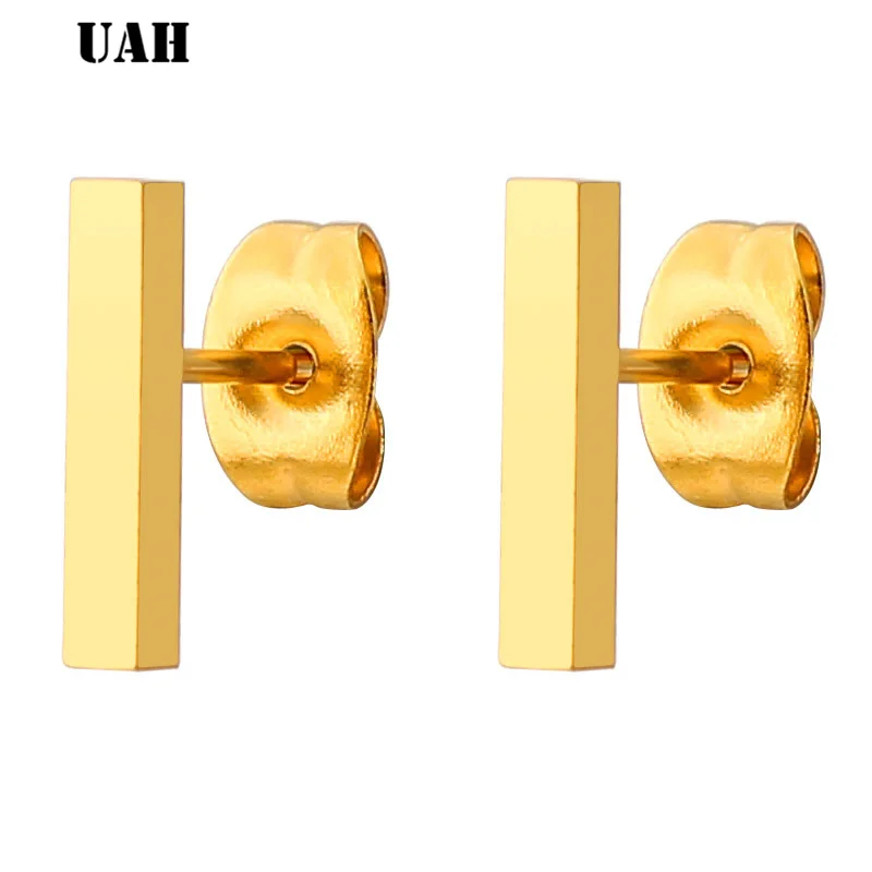 

UAH New 2018 Simple Bar Earrings for Women Rose Gold Geometric Long Square Stud Earring Jewelry Wholesale Gifts