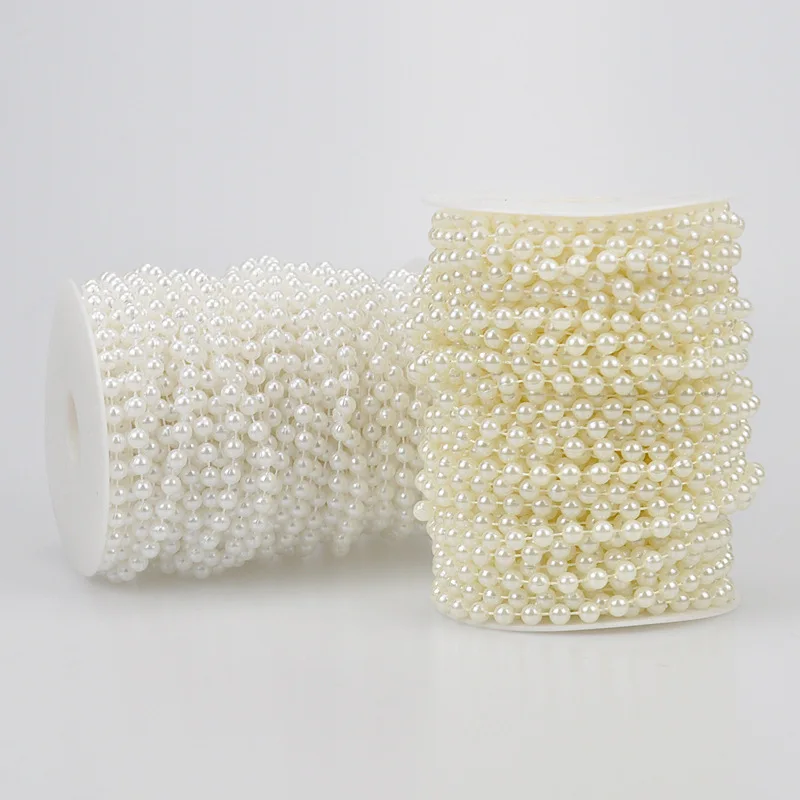6 мм 25 м/рулон белого цвета и слоновой кости искусственный жемчуг цепочка из