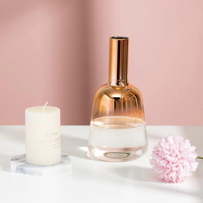 

Glass Tabletop Vase Living Room Desktop Ornaments Wedding Gifts Champagne/Gold Flower Arrangement Device New Arrivals