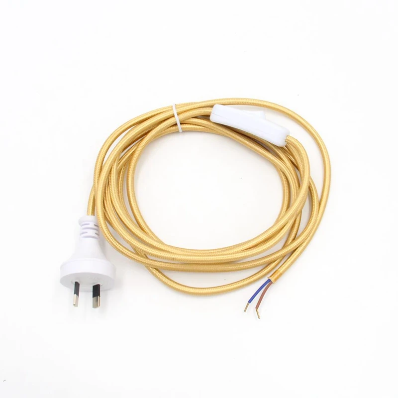 Gold 220 В AU Plug шнур питания с линейным выключателем текстильный кабель Электрический удлинитель - Цвет: Gold