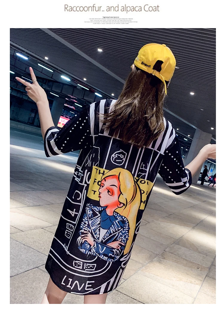 

Houthion Loose Cartoon Printed Women's T-shirt Summer Fashion Casual Short Sleeve Round Neck Korean Top