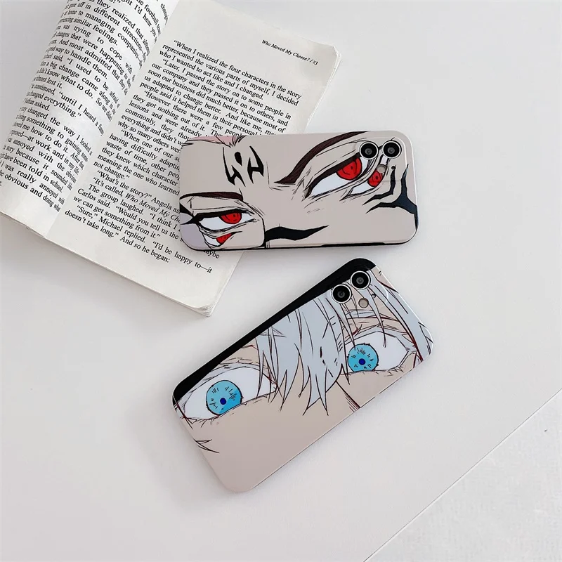 hot serial anime jujutsu kaisen gojo satoru phone case for iphone 13 12 11 pro x xs max xr 7 8 plus anti fall soft silicon cover free global shipping