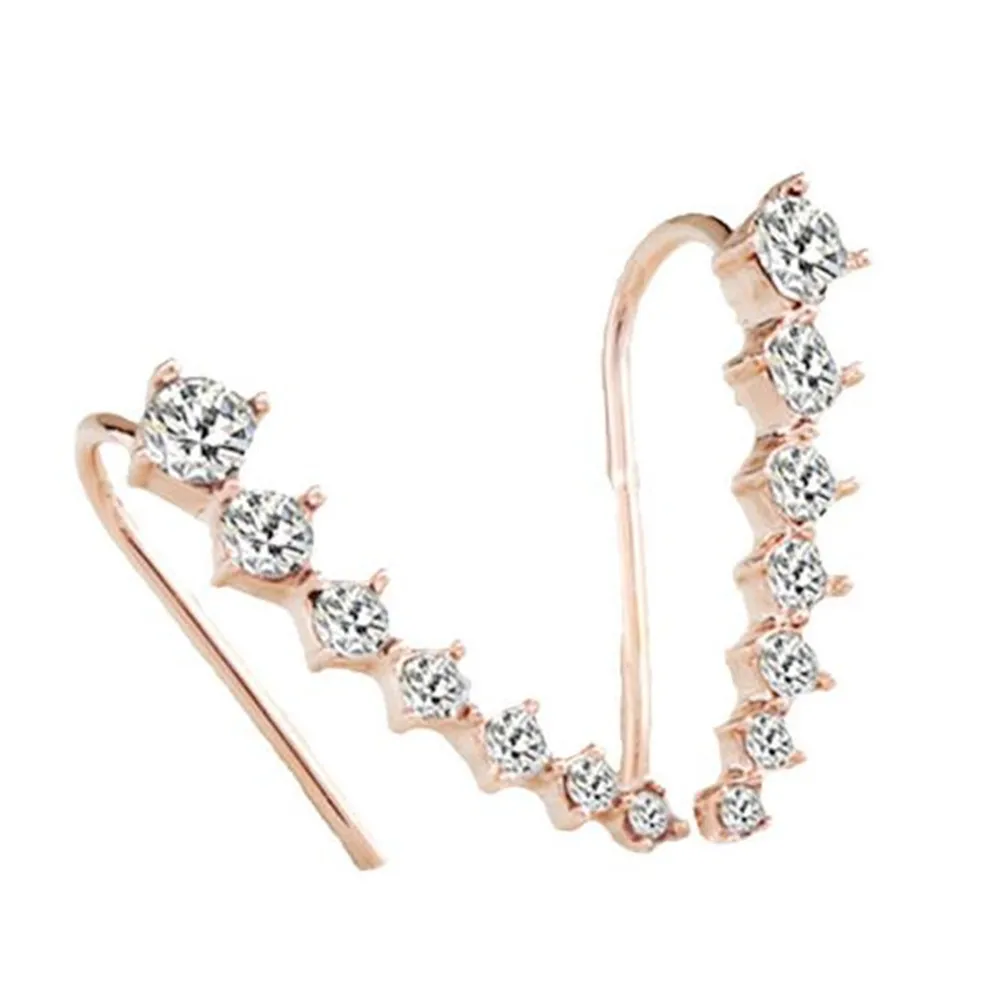 Женские серьги с кристаллами Rhiestone в стиле ретро металлическими клипсами для