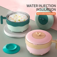 kid dishes stainless steel tableware baby sucker infant care feeding bowl plate gadgets food warm injection hot water insulation