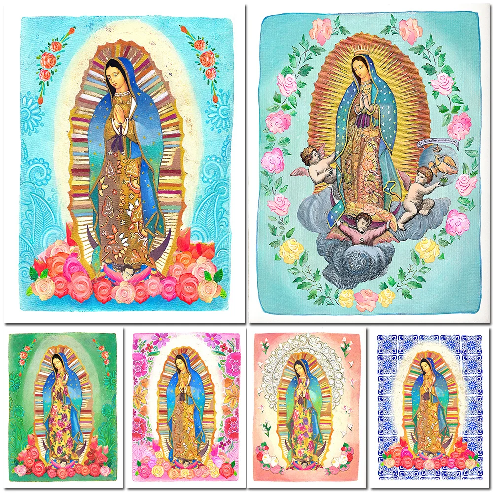 Католические художественные принты Богородицы Гуадалупе Настенная картина мамы